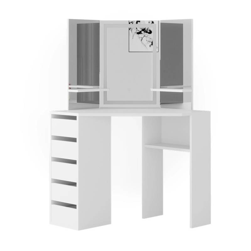 Vicco Eckschminktisch Arielle Weiß 110 cm mit LED-Spiegel von Vicco