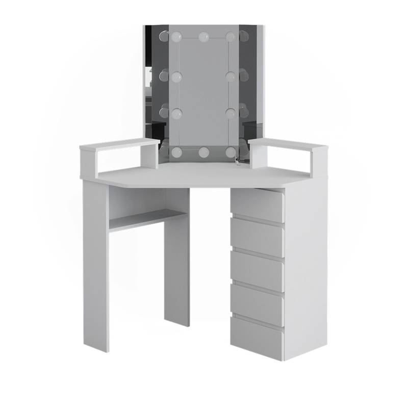 Vicco Eckschminktisch Tilda Weiß/Weiß 113.3 cm mit LED Beleuchtung von Vicco
