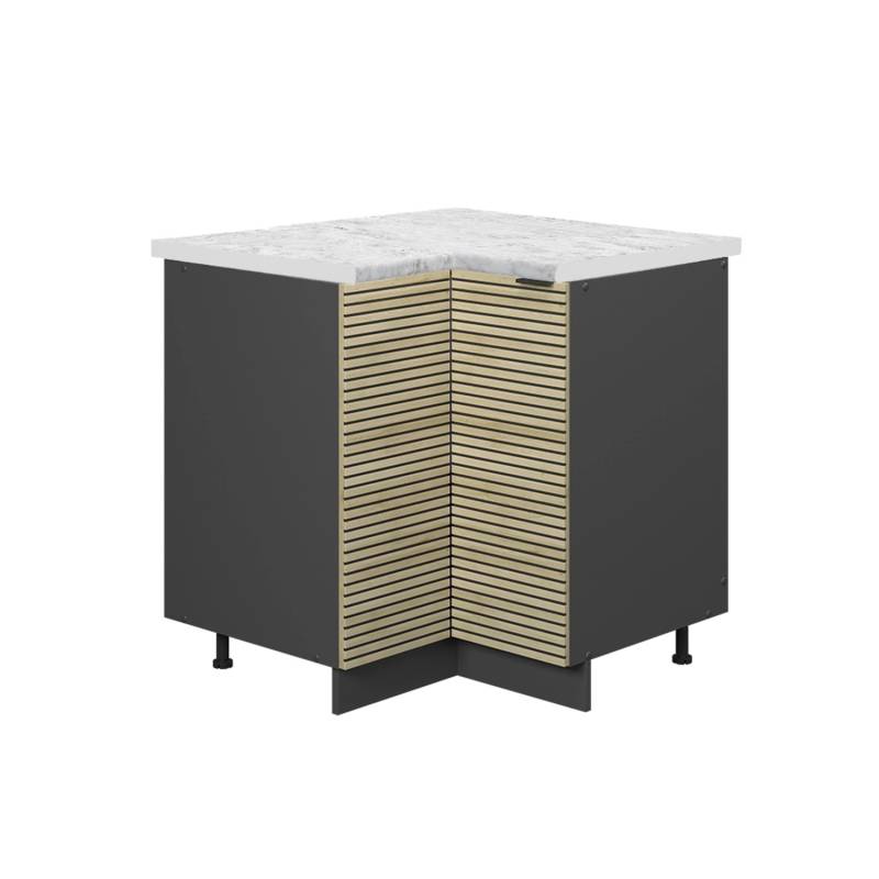 Vicco Eckschrank Fame-Line Küchen Eckschrank Eiche Paneel 81 cm AP Marmor von Vicco