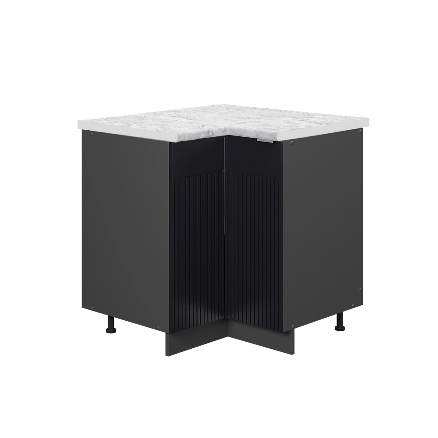Vicco Eckschrank Fame-Line Küchen Eckschrank Schwarz Gestreift 81 cm AP Marmor von Vicco