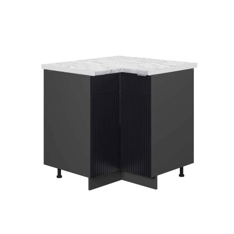 Vicco Eckschrank Fame-Line Küchen Eckschrank Schwarz Gestreift 81 cm AP Marmor von Vicco