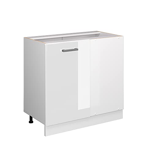 Vicco Eckschrank R-Line, Weiß Hochglanz/Weiß, 86 cm mit Tür, ohne Arbeitsplatte von Vicco