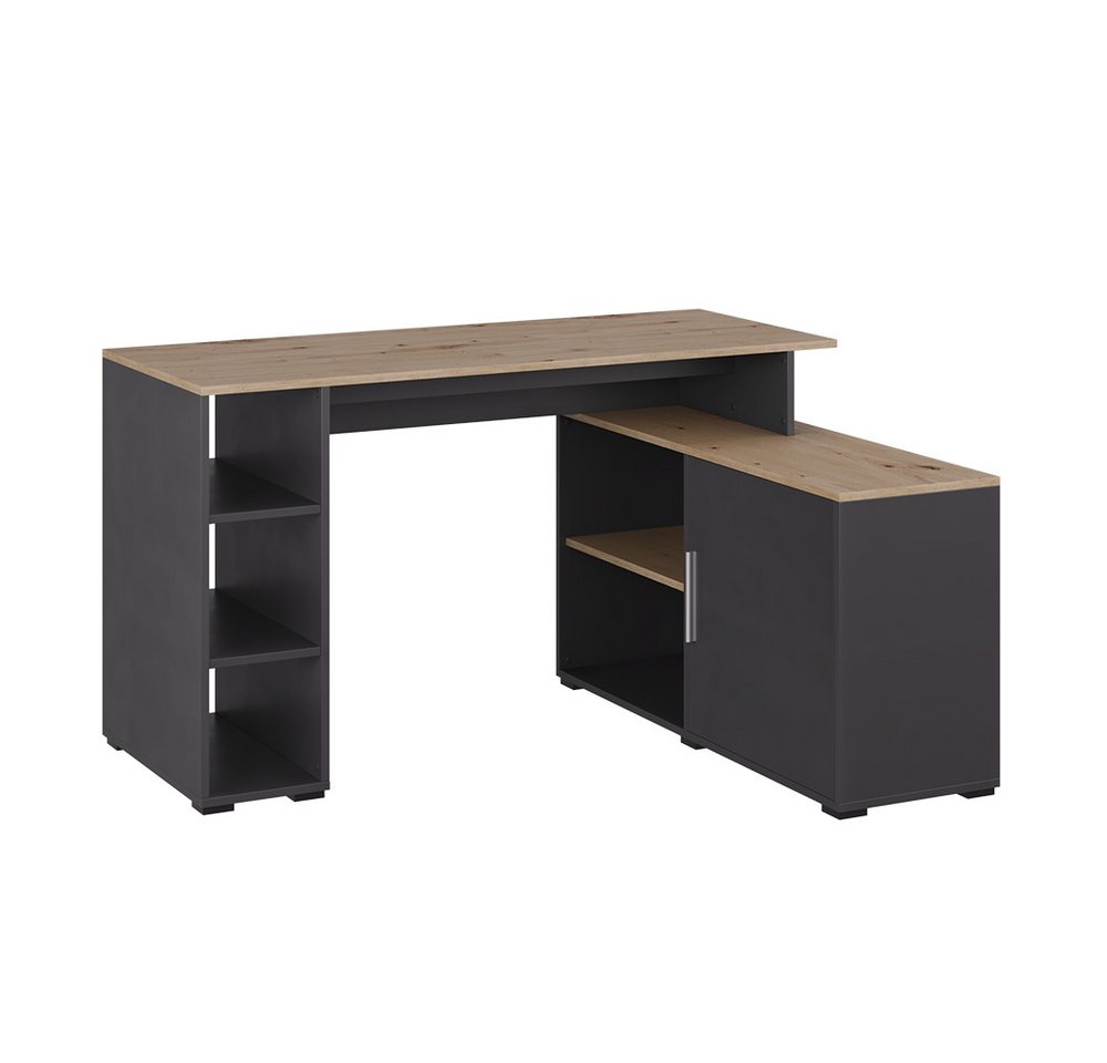 Vicco Eckschreibtisch Rudy, Anthrazit/Artisan, 135 x 110 cm mit Regalen Vicco Eckschreibtisch Rudy, Anthrazit/Artisan, 135 x 110 cm mit Regalen von Vicco
