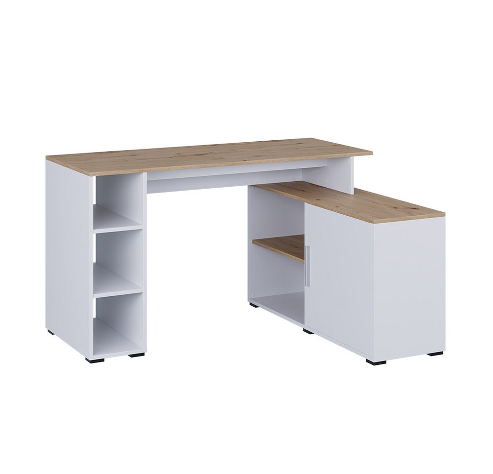 Vicco Eckschreibtisch Rudy, Weiß/Artisan, 135 x 110 cm mit Regalen Vicco Eckschreibtisch Rudy, Weiß/Artisan, 135 x 110 cm mit Regalen von Vicco