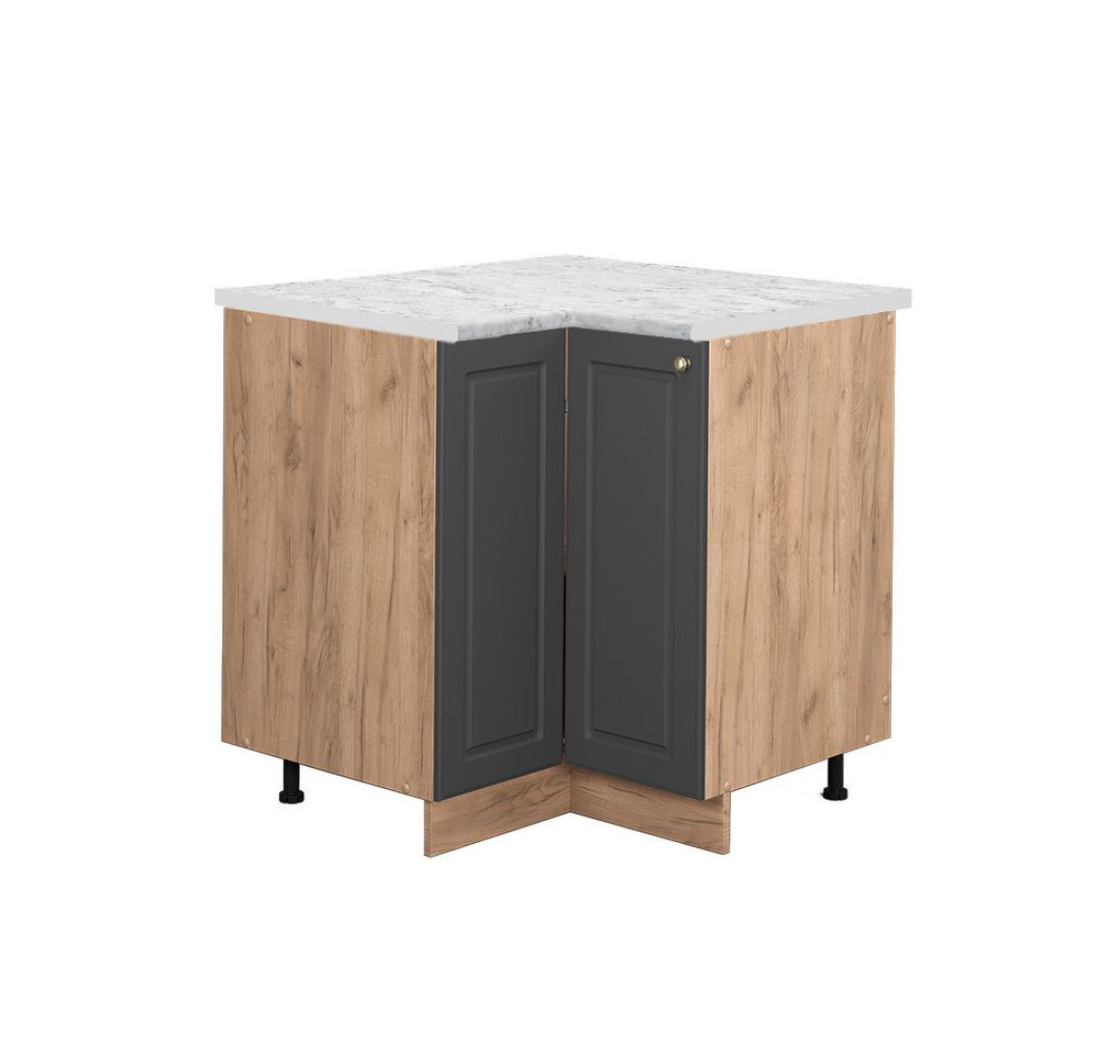 Vicco Eckunterschrank Fame-Line, Anthrazit-Gold/Goldkraft Eiche, 80.5 cm, AP Marmor von Vicco