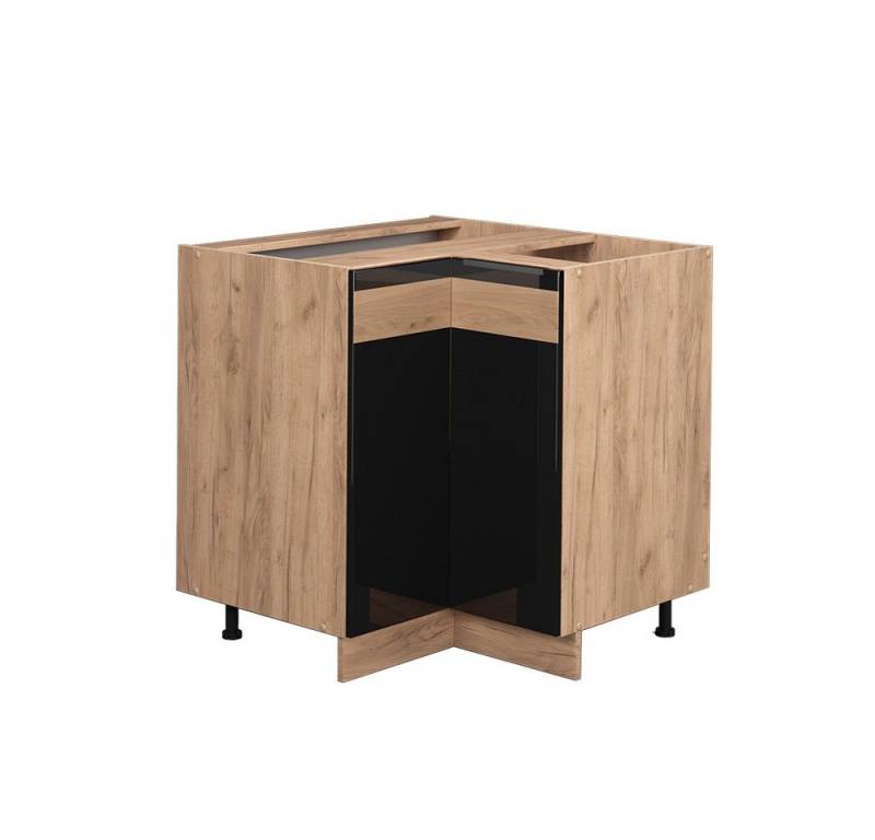 Vicco Eckunterschrank Fame-Line, Schwarz Hochglanz/Eiche, 80.5 cm ohne Arbeitsplatte von Vicco
