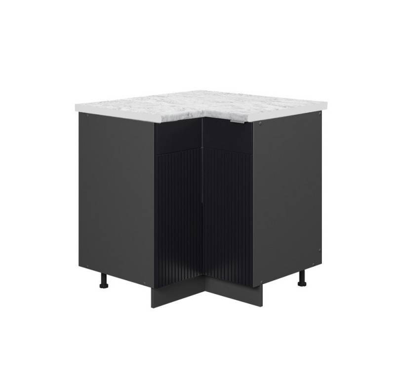 Vicco Eckunterschrank Fame-Line, Schwarz gestreift/Anthrazit, 80.5 cm, AP Marmor von Vicco