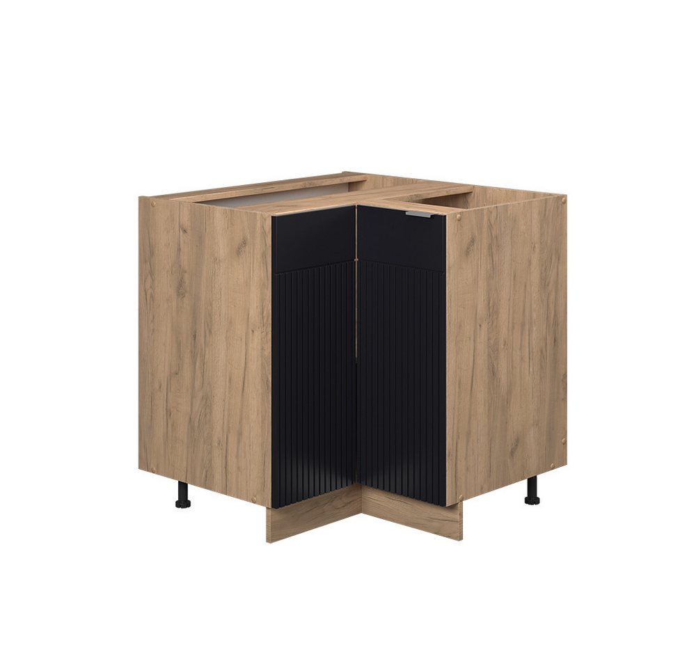 Vicco Eckunterschrank Fame-Line, Schwarz gestreift/Goldkraft Eiche, 80.5 cm ohne Arbeitsp... von Vicco