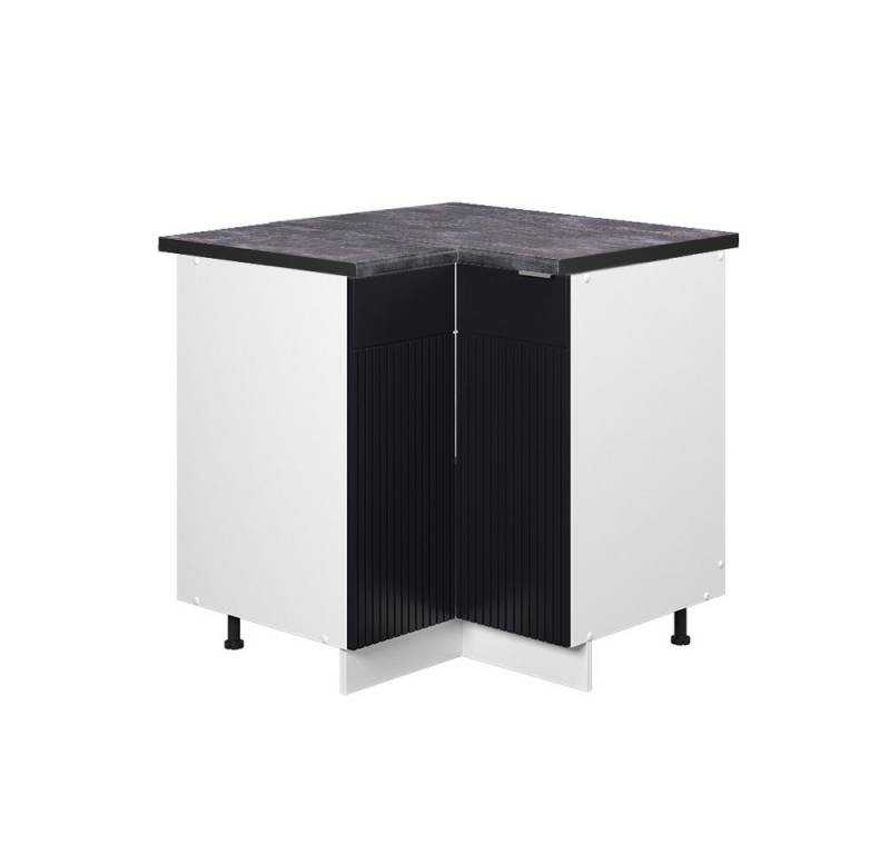 Vicco Eckunterschrank Fame-Line, Schwarz gestreift/Weiß, 80.5 cm, AP Anthrazit von Vicco