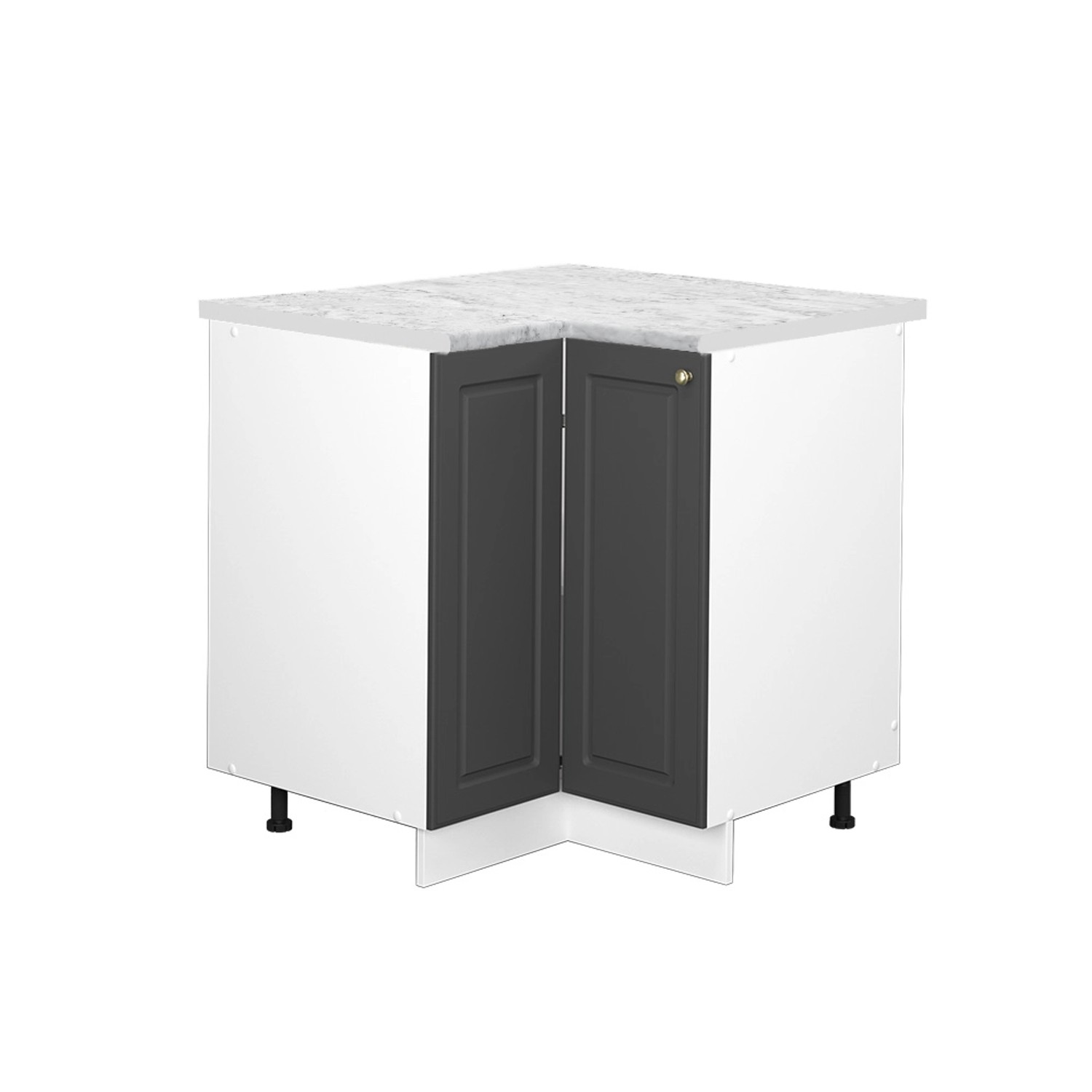 Vicco Eckunterschrank Fame-Line Anthrazit-Gold/Weiß 81 cm AP Marmor von Vicco