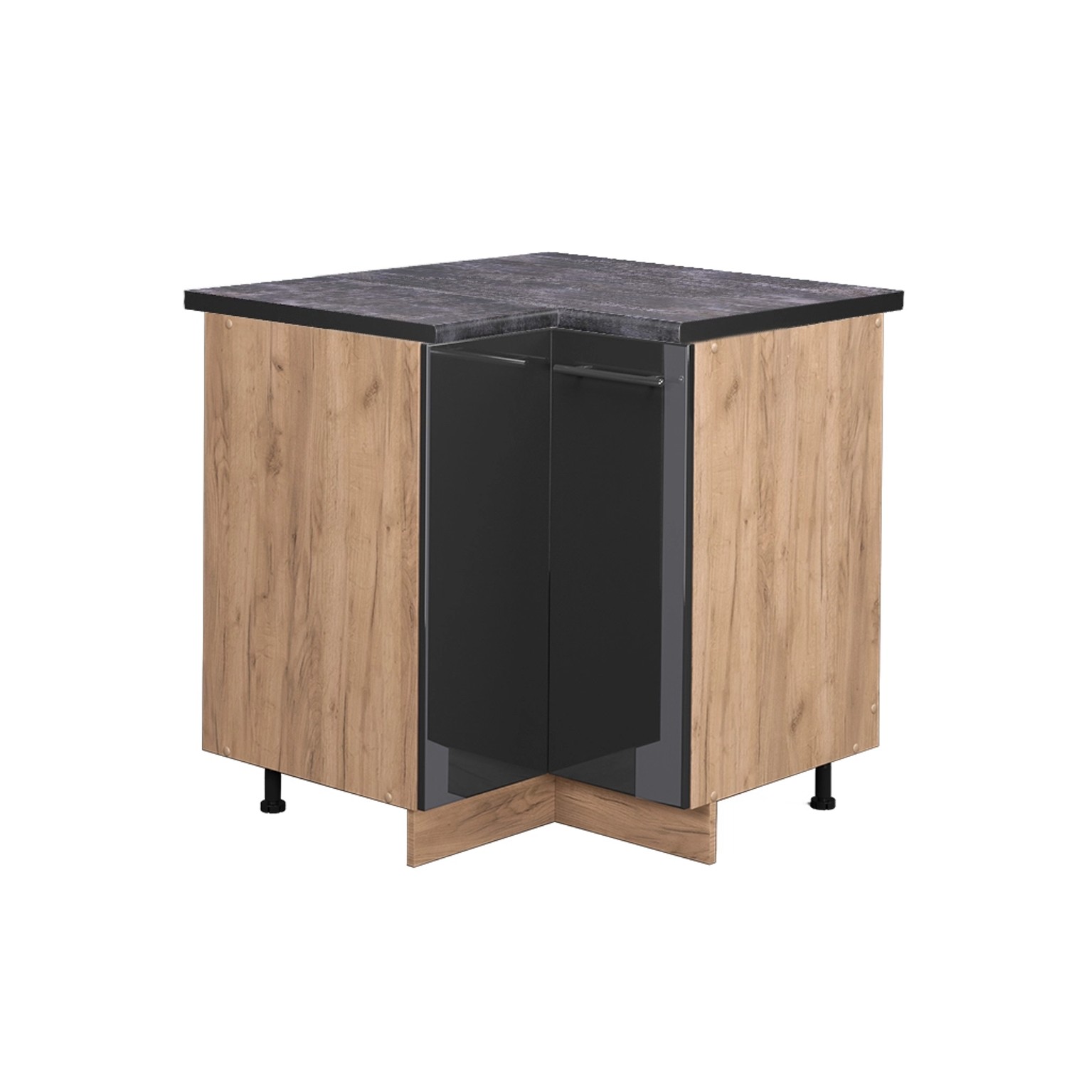 Vicco Eckunterschrank Fame-Line Anthrazit Hochglanz/Goldkraft Eiche 81 cm AP Anthrazit von Vicco