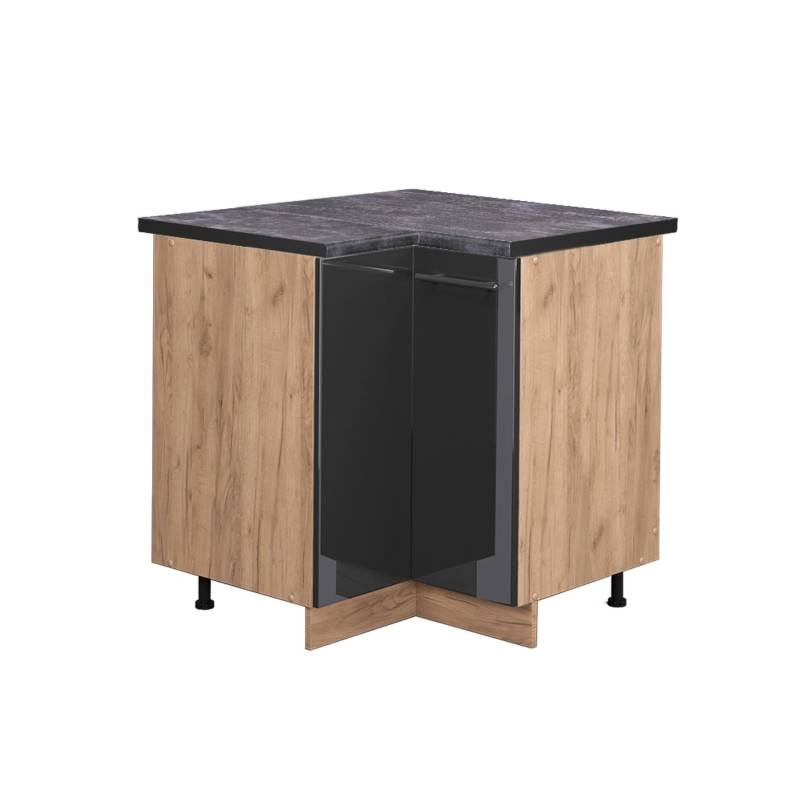 Vicco Eckunterschrank Fame-Line Anthrazit Hochglanz/Goldkraft Eiche 81 cm AP Anthrazit von Vicco