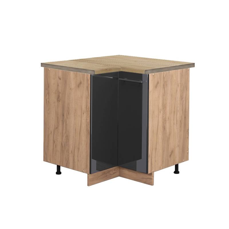 Vicco Eckunterschrank Fame-Line Anthrazit Hochglanz/Goldkraft Eiche 81 cm AP Eiche von Vicco