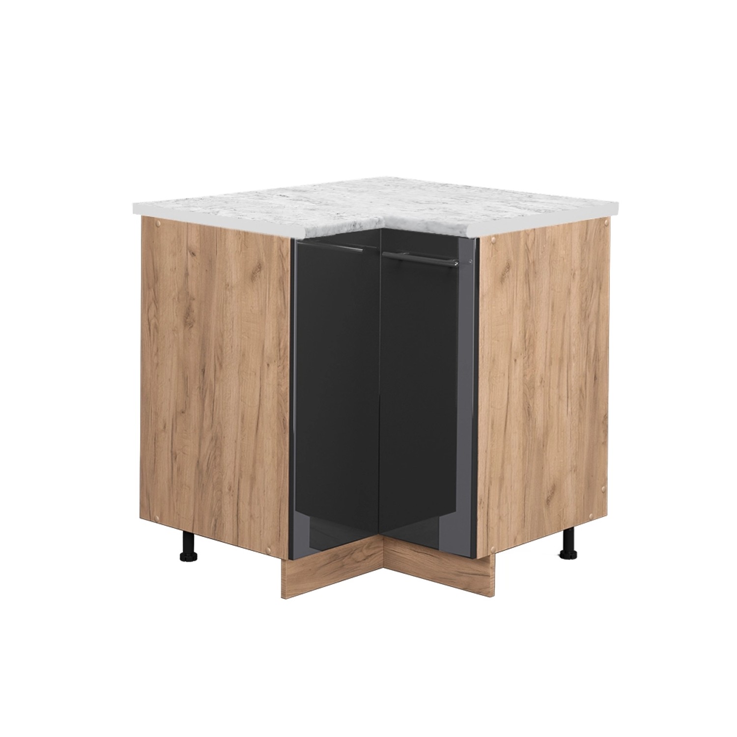 Vicco Eckunterschrank Fame-Line Anthrazit Hochglanz/Goldkraft Eiche 81 cm AP Marmor von Vicco