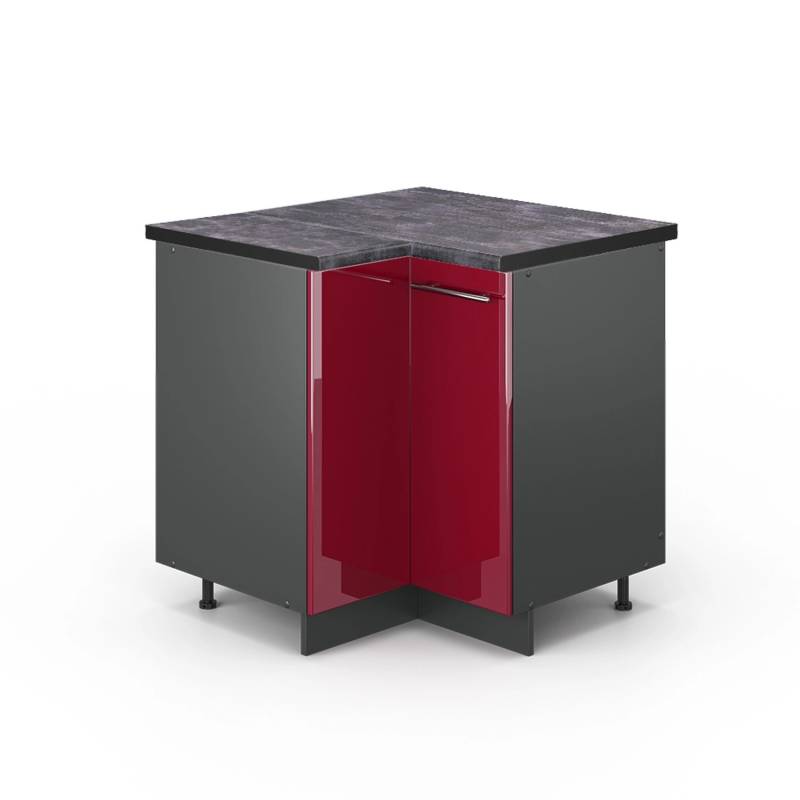 Vicco Eckunterschrank Fame-Line Bordeaux Hochglanz/Anthrazit 81 cm AP Anthrazit von Vicco