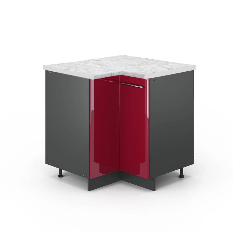 Vicco Eckunterschrank Fame-Line Bordeaux Hochglanz/Anthrazit 81 cm AP Marmor von Vicco