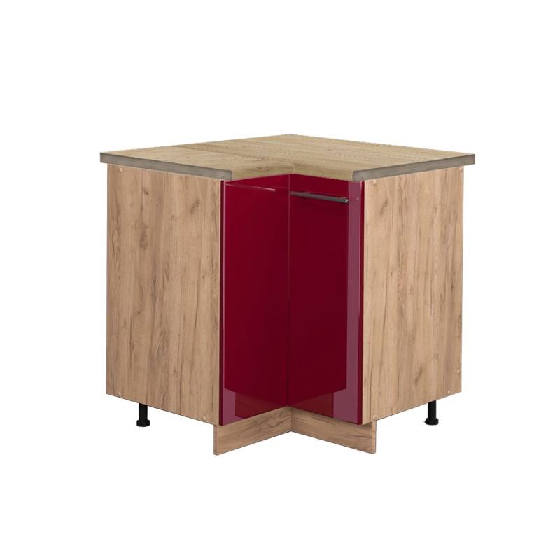 Vicco Eckunterschrank Fame-Line Bordeaux Hochglanz/Goldkraft Eiche 81 cm AP Eiche von Vicco