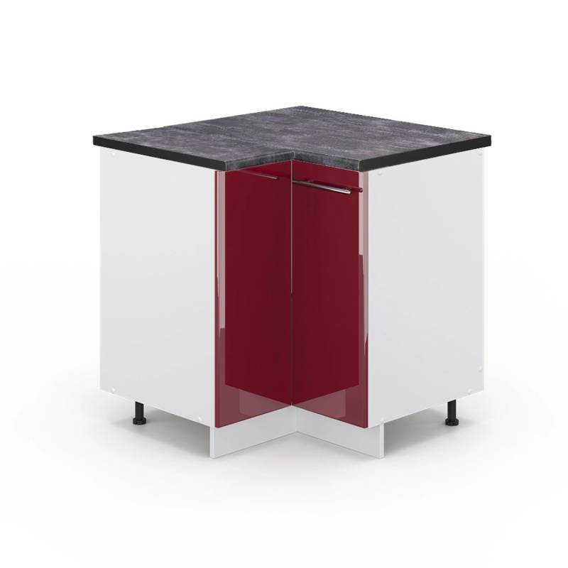 Vicco Eckunterschrank Fame-Line Bordeaux Hochglanz/Weiß 81 cm AP Anthrazit von Vicco