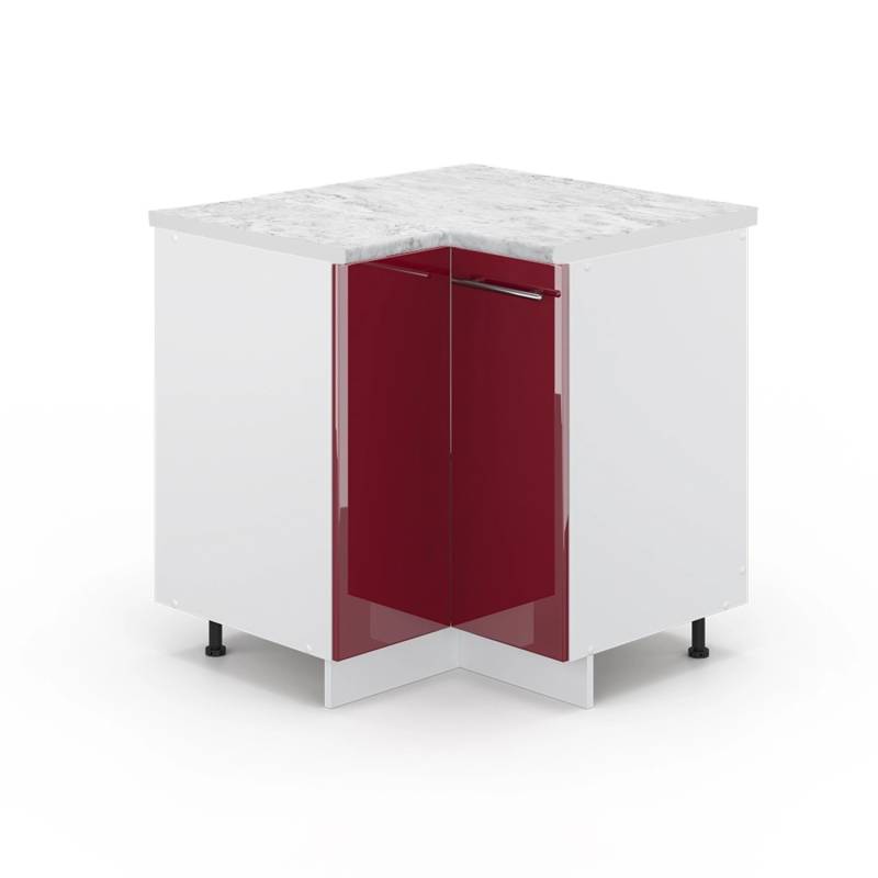 Vicco Eckunterschrank Fame-Line Bordeaux Hochglanz/Weiß 81 cm AP Marmor von Vicco