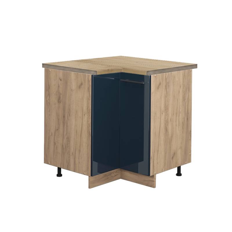 Vicco Eckunterschrank Fame-Line Dunkelblau Hochglanz/Goldkraft Eiche 81 cm AP Eiche von Vicco