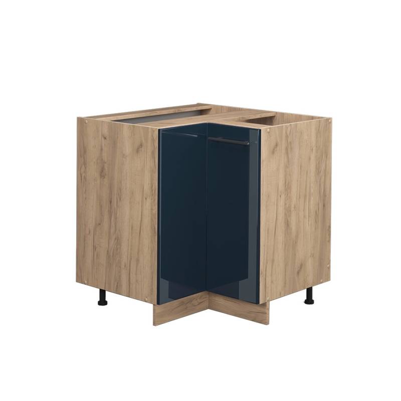 Vicco Eckunterschrank Fame-Line Dunkelblau Hochglanz/Goldkraft Eiche 81 cm ohne Arbeitsplatte von Vicco