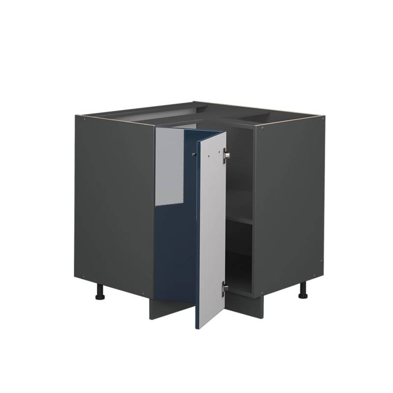Vicco Eckunterschrank Fame-Line Dunkelblau Hochglanz 81 cm AP Eiche von Vicco