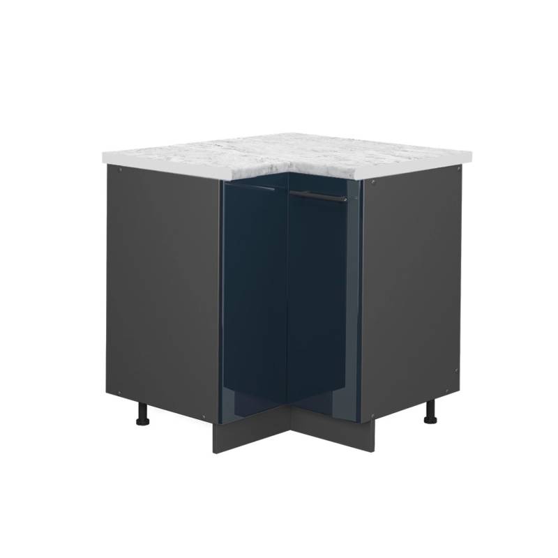 Vicco Eckunterschrank Fame-Line Dunkelblau Hochglanz 81 cm AP Marmor von Vicco