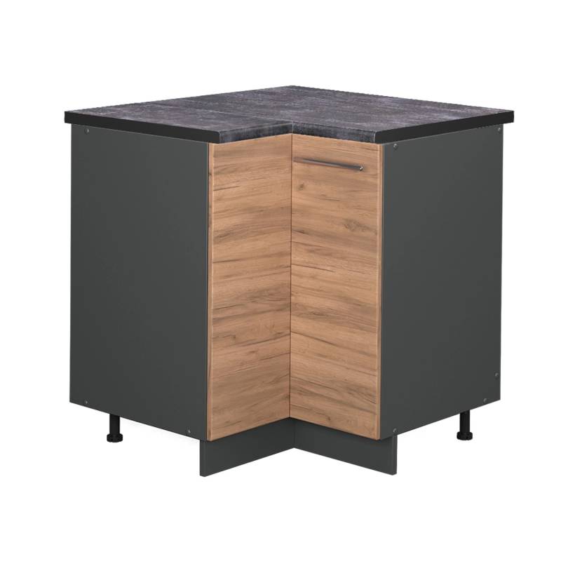 Vicco Eckunterschrank Fame-Line Goldkraft Eiche/Anthrazit 81 cm AP Anthrazit von Vicco