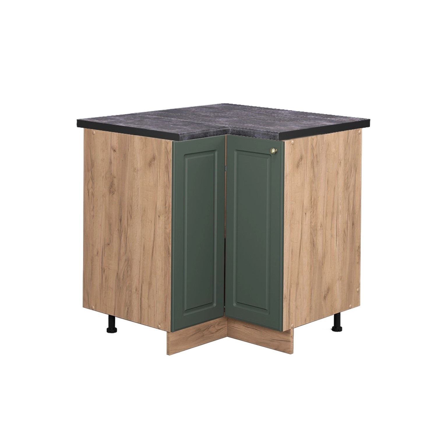 Vicco Eckunterschrank Fame-Line Grün-Gold Landhaus/Goldkraft Eiche 81 cm AP Anthrazit von Vicco