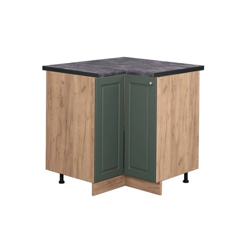 Vicco Eckunterschrank Fame-Line Grün-Gold Landhaus/Goldkraft Eiche 81 cm AP Anthrazit von Vicco