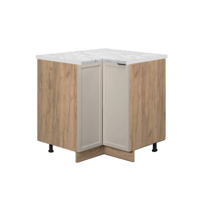 Vicco Eckunterschrank Fame-Line Küchen Eckschrank GrauBeige 81 cm AP Marmor mit Goldkraft Eiche Korpus von Vicco