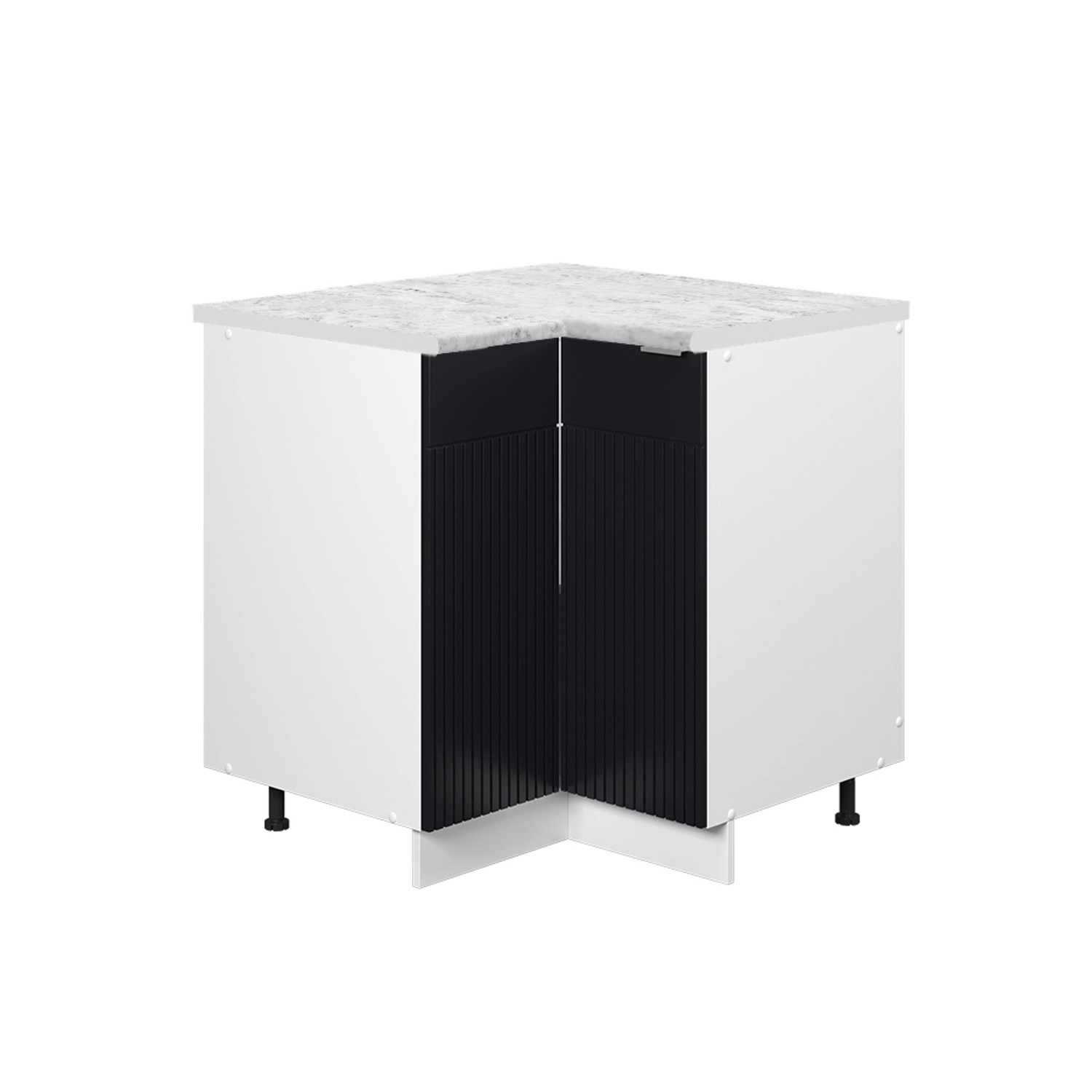 Vicco Eckunterschrank Fame-Line Küchen Eckschrank Schwarz Gestreift 81 cm AP Marmor von Vicco