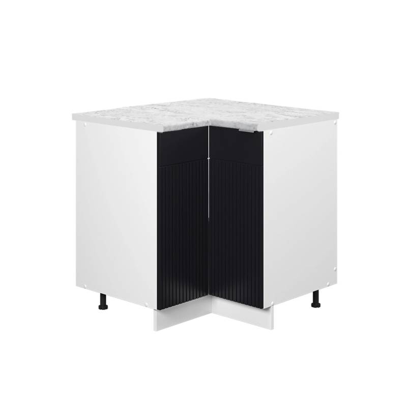 Vicco Eckunterschrank Fame-Line Küchen Eckschrank Schwarz Gestreift 81 cm AP Marmor von Vicco