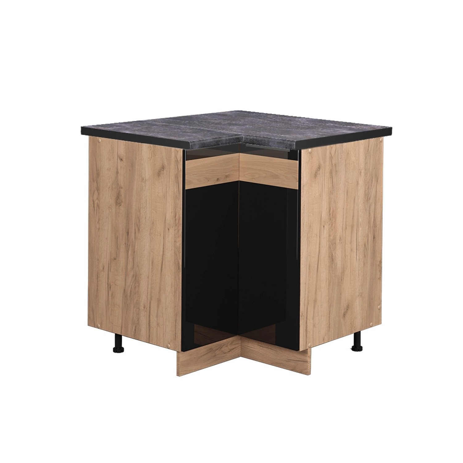 Vicco Eckunterschrank Fame-Line Schwarz Eiche hochglanz/Goldkraft Eiche 81 cm AP Anthrazit von Vicco