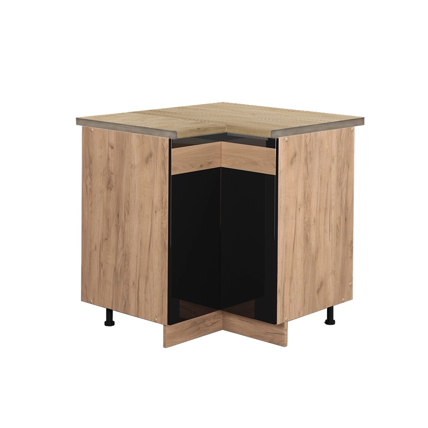 Vicco Eckunterschrank Fame-Line Schwarz Eiche hochglanz/Goldkraft Eiche 81 cm AP Eiche von Vicco