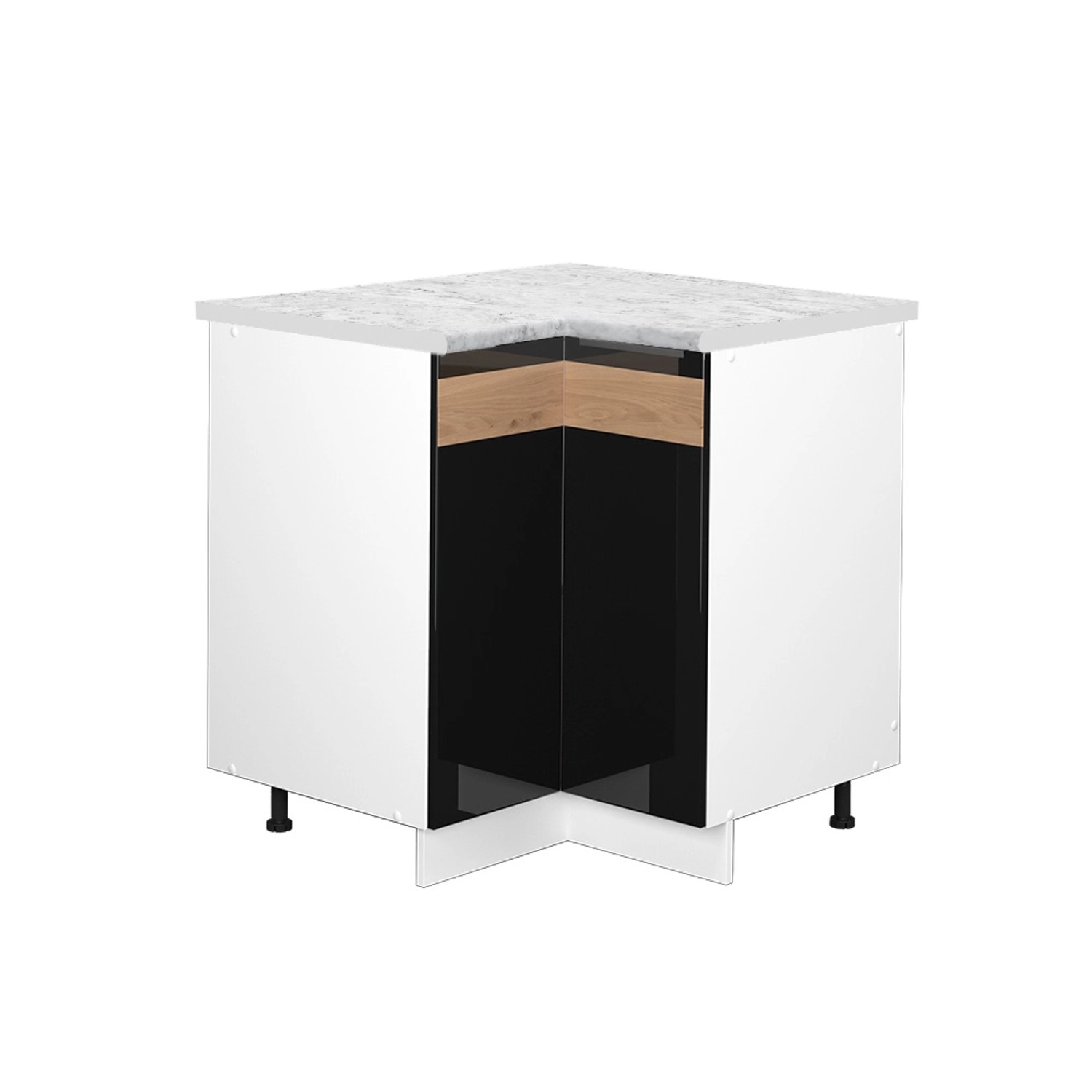 Vicco Eckunterschrank Fame-Line Schwarz Eiche hochglanz/Weiß 81 cm AP Marmor von Vicco