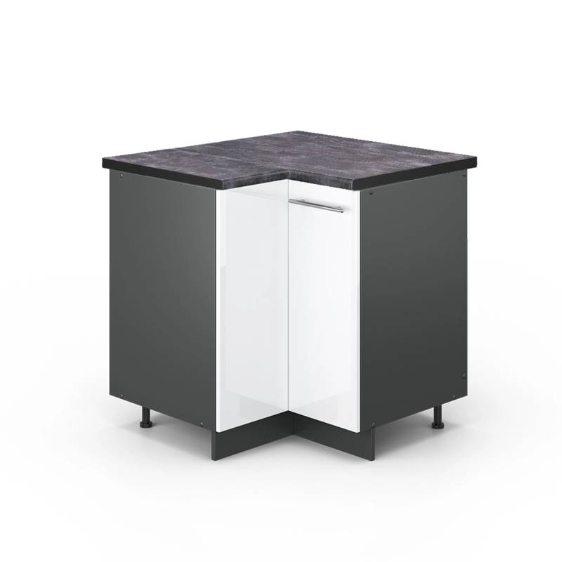 Vicco Eckunterschrank Fame-Line Weiß Hochglanz/Anthrazit 81 cm AP Anthrazit von Vicco