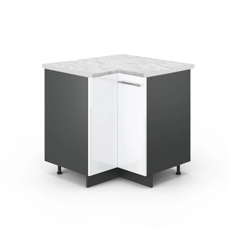 Vicco Eckunterschrank Fame-Line Weiß Hochglanz/Anthrazit 81 cm AP Marmor Vicco Eckunterschrank Fame-Line Weiß Hochglanz/Anthrazit 81 cm AP Marmor von Vicco