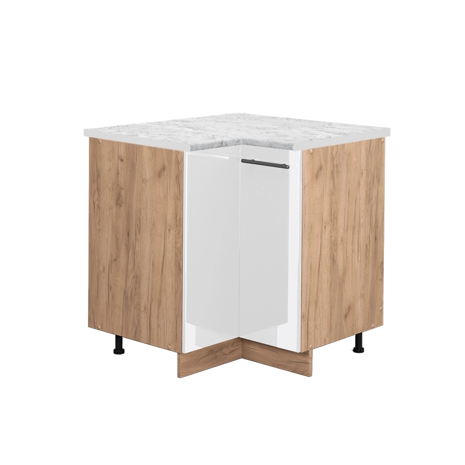 Vicco Eckunterschrank Fame-Line Weiß Hochglanz/Goldkraft Eiche 81 cm AP Marmor Vicco Eckunterschrank Fame-Line Weiß Hochglanz/Goldkraft Eiche 81 cm AP Marmor von Vicco