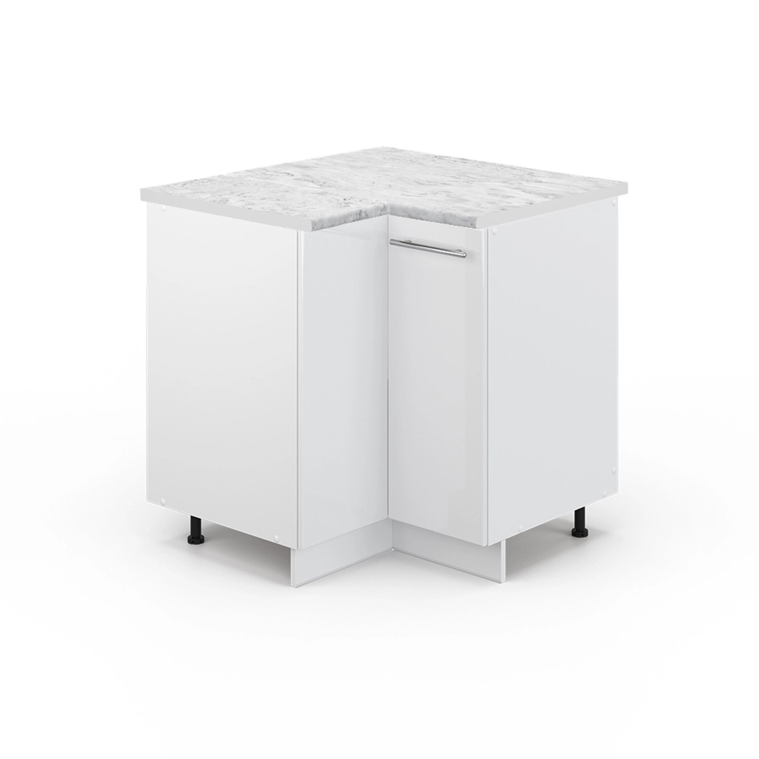 Vicco Eckunterschrank Fame-Line Weiß Hochglanz/Weiß 81 cm AP Marmor von Vicco