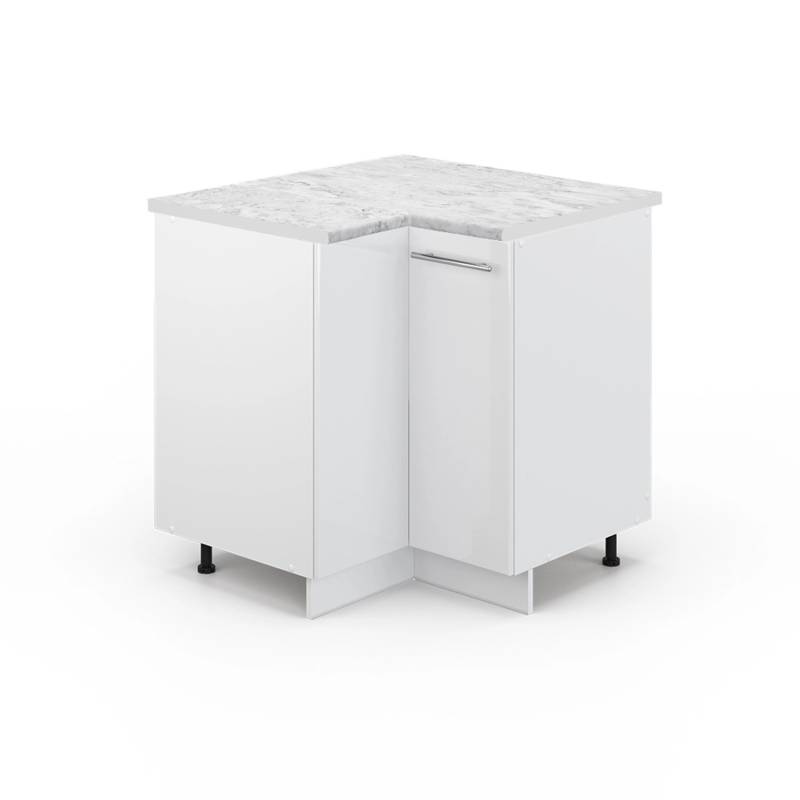 Vicco Eckunterschrank Fame-Line Weiß Hochglanz/Weiß 81 cm AP Marmor von Vicco