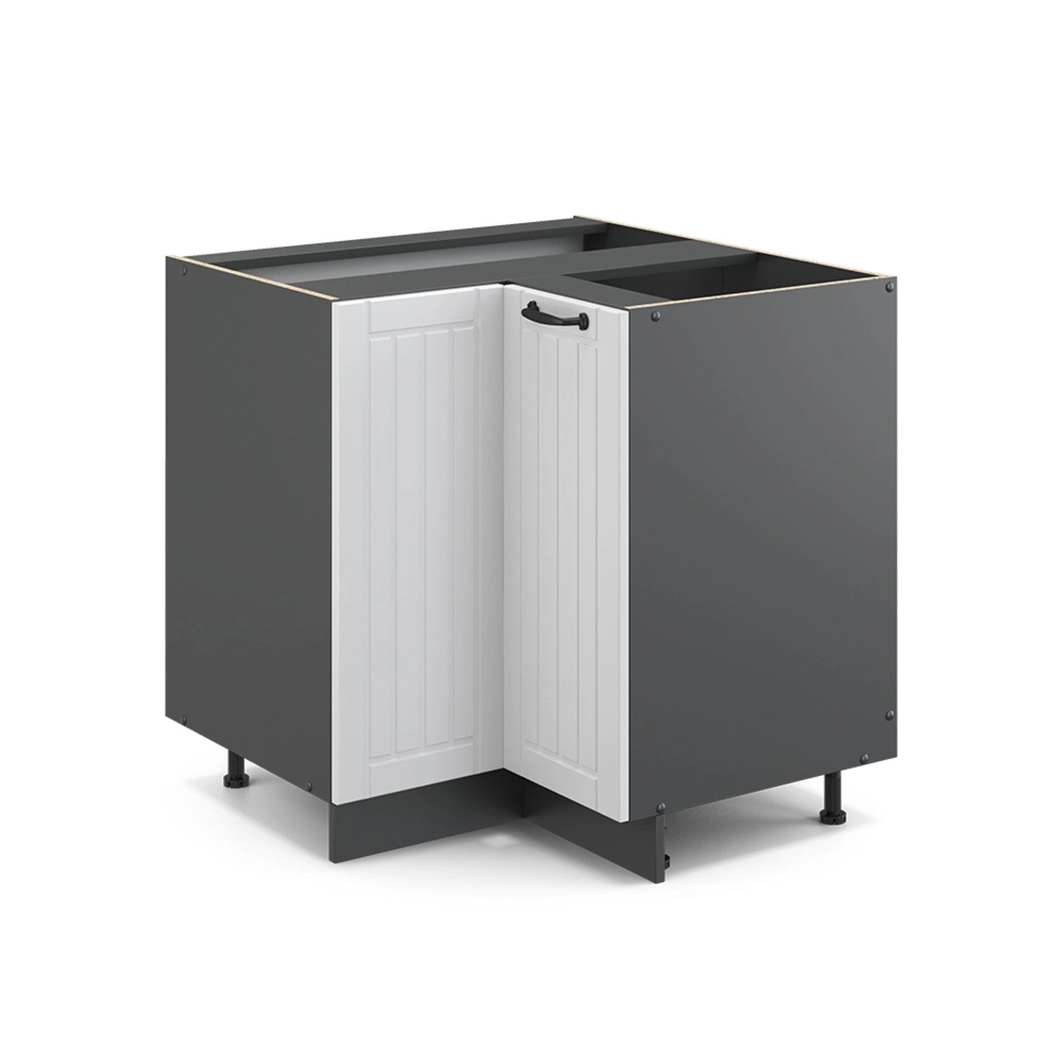 Vicco Eckunterschrank Fame-Line Weiß Landhaus/Anthrazit 81 cm ohne Arbeitsplatte von Vicco
