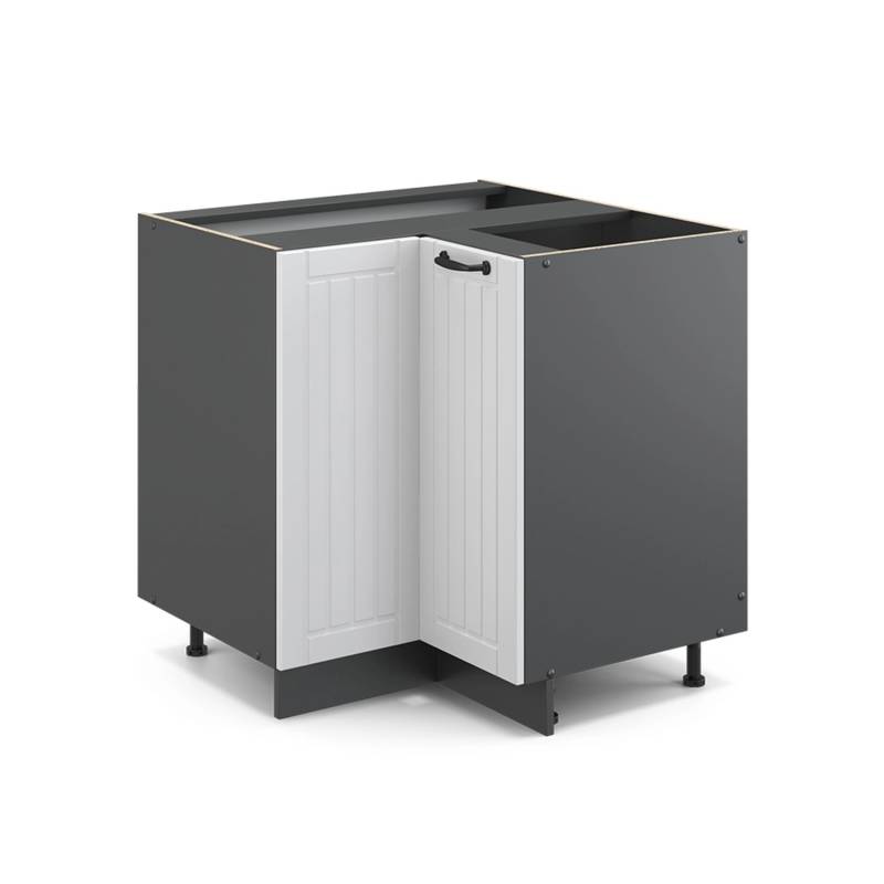 Vicco Eckunterschrank Fame-Line Weiß Landhaus/Anthrazit 81 cm ohne Arbeitsplatte von Vicco
