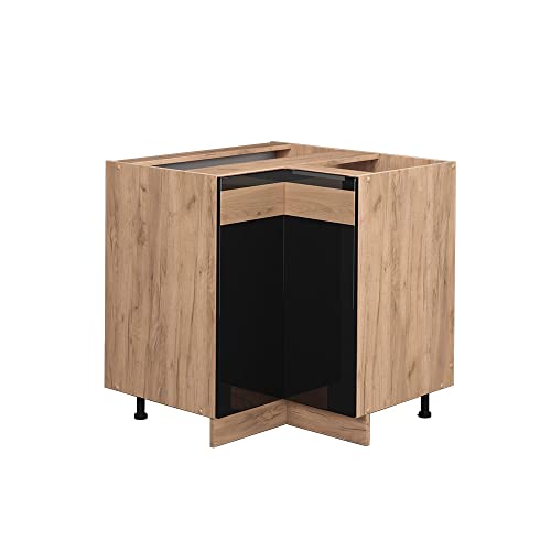 Vicco Eckunterschrank Fame-Line, Schwarz-Eiche Hochglanz/Goldkraft Eiche, 80.5 cm ohne Arbeitsplatte Vicco Eckunterschrank Fame-Line, Schwarz-Eiche Hochglanz/Goldkraft Eiche, 80.5 cm ohne Arbeitsplatte von Vicco