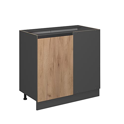 Vicco Eckunterschrank R-Line, Goldkraft Eiche/Anthrazit, 86 cm J-Shape, ohne Arbeitsplatte von Vicco