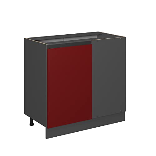 Vicco Eckunterschrank R-Line, Rot/Anthrazit, 86 cm J-Shape, ohne Arbeitsplatte von Vicco