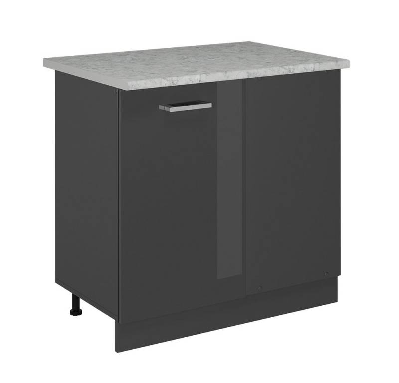 Vicco Eckunterschrank R-Line, Anthrazit Hochglanz/Anthrazit, 86 cm AP Marmor von Vicco