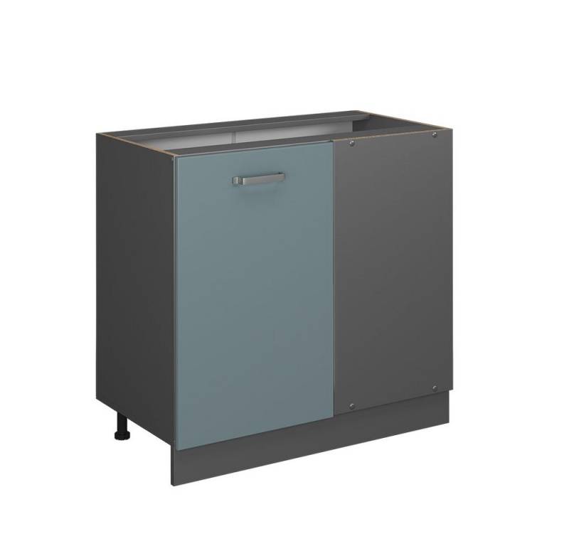 Vicco Eckunterschrank R-Line, Blau-Grau/Anthrazit, 86 cm ohne Arbeitsplatte von Vicco