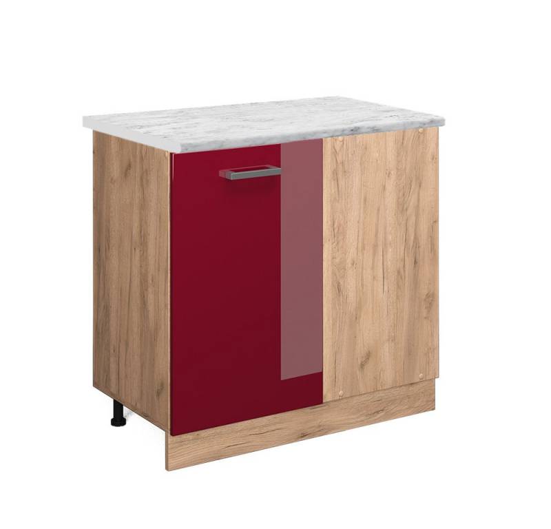 Vicco Eckunterschrank R-Line, Bordeaux Hochglanz/Goldkraft Eiche, 86 cm AP Marmor Vicco Eckunterschrank R-Line, Bordeaux Hochglanz/Goldkraft Eiche, 86 cm AP Marmor von Vicco