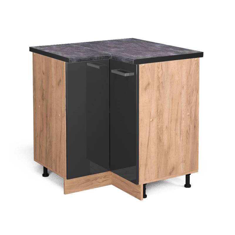 Vicco Eckunterschrank R-Line Anthrazit Hochglanz/Goldkraft Eiche 76 cm AP Anthrazit Vicco Eckunterschrank R-Line Anthrazit Hochglanz/Goldkraft Eiche 76 cm AP Anthrazit von Vicco
